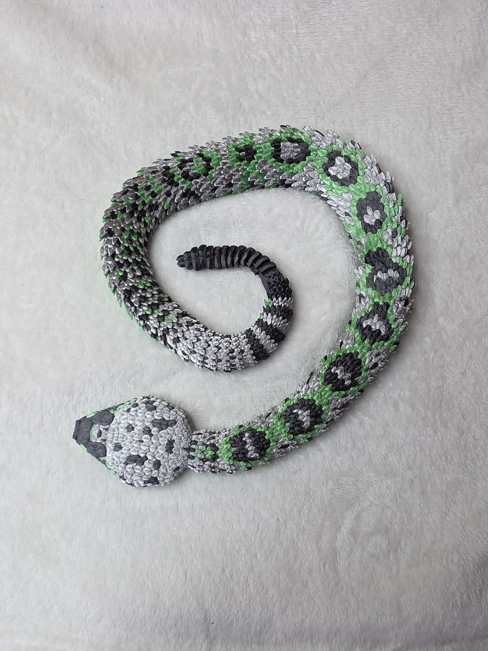 3d Printed Rattlesnake Green Grey Black